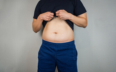 Big tummy or belly opened shirt