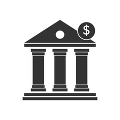 Bank Icon in flat style isolated on white background. Vector illustration.