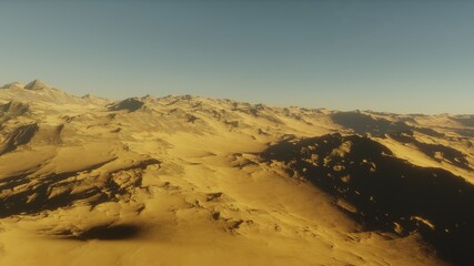 beautiful view from an exoplanet, a view from an alien planet, a computer-generated surface, a fantastic view of an unknown world, a fantasy world 3D render
