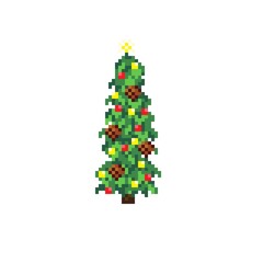 Christmas tree pixel art. Vector illustration.