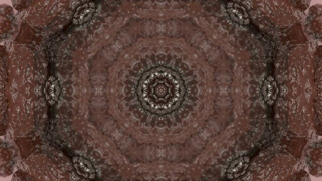 3d looped abstract ornate decorative background. Hypnotic kaleidoscope.
