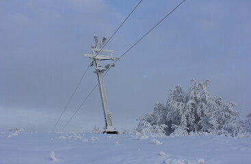 tow pole covered with frost