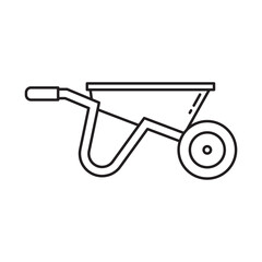 Garden Wheel Barrow Cart Line Art Icon