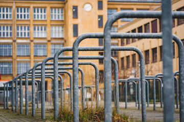 metal pipes in industrial area