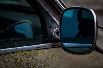 close up shot of old car window