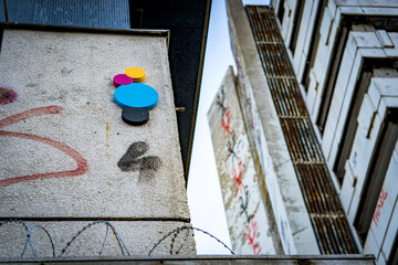 abandoned building with graffitis in east berlin
