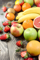 Healthy food, delicious and juicy fruits on table