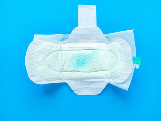 The woman's sanitary pads were wrapped. Put on a blue background