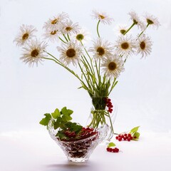 Obraz na płótnie Canvas Still life with bouquet of daisy flowers