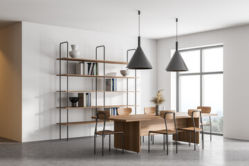 White and wooden dining room corner