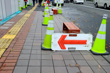 Footpath Diversion Arrow Sign for Construction Area.