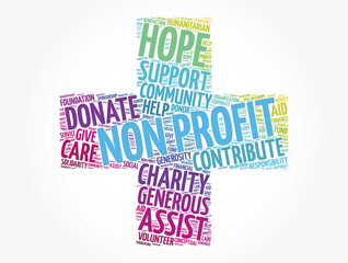 Non Profit cross word cloud, social concept background