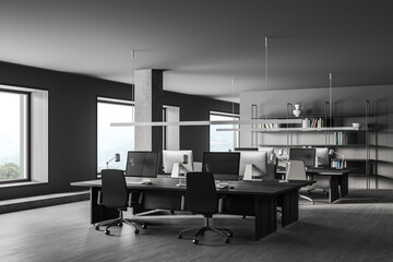 Stylish gray open space office corner