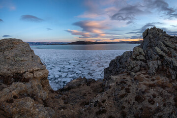 December sunrise on Lake Baikal
