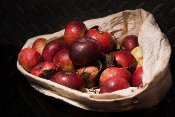 Manzanas rojas de temporada, producción ecológica