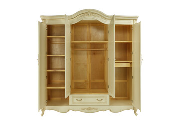 large beige wardrobe with open doors