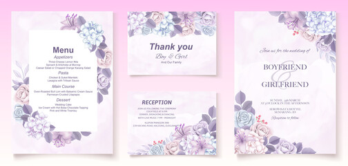 Fototapeta premium Elegant floral template wedding card