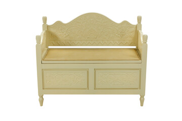 beige bedside table with seating on a white background