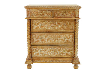old carved chest of drawers on a white background