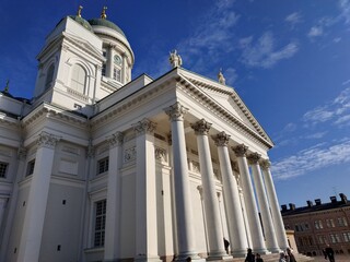 Fototapeta na wymiar Interior and facade of St. Nicholas cathedral in Helsinki, Finland