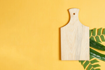 Combination of leaves and fresh fruits. Simple and elegant framing of fruit and leaves. Wallpaper that attracts the eye, commonly used for design templates, mockups and invitations. Jungle Fruits.