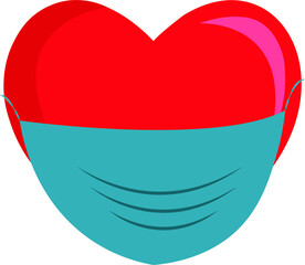 heart wearing mask