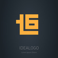 T6 - design element or icon. Logo with Letter T and number 6. Monogram or logotype.