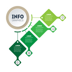 Infographic of green technology or education process with four steps. 4-step annual report. Eco Business presentation with 4 options. Web Template of a sales pipeline, info chart.