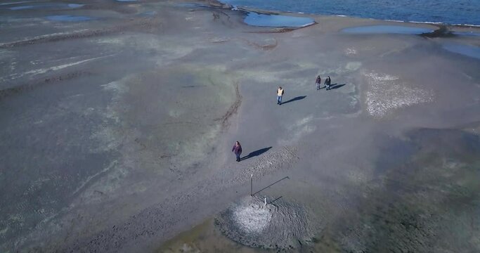 An aerial shot of the mysterious Maribilite formations that were first discovered in 2019 on the shores of the Great Salt Lake. This footage was captured in 2021.