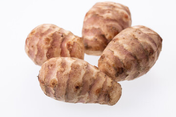 Fresh Jerusalem artichoke root isolated on white 