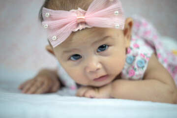 3 Month Old Asian Baby Girl Holding her head up at 45 degrees Child Development 3 month old baby...