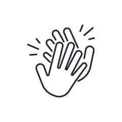 Clapping hand line icon. Clap your hands. Hand clap for applause gesture logo. Cheerful appreciation for website and app.  Vector illustration design on white background. EPS 10