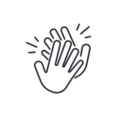 Obraz premium Clapping hand line icon. Clap your hands. Hand clap for applause gesture logo. Cheerful appreciation for website and app. Vector illustration design on white background. EPS 10