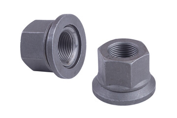 wheel nut, for truck, isolated on white background. spare parts.