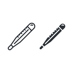 Glass thermometer line and glyph icon. Medical thermometer. Laboratory alcoholic temperature measurement instrument. Vector illustration design on white background. EPS 10