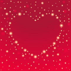 Obraz na płótnie Canvas Red abstract background for romantic cards or invitations for Valentine's Day with a glowing heart. Vector illustration. 