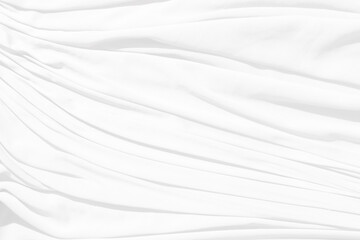 Top view Abstract White cloth background with soft waves.Wave and curve overlapping with different shadow of color,white fabric, crumpled fabric.