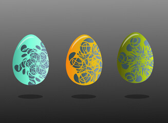 Easter eggs on a grey background