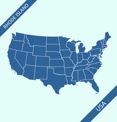 Rhode Island on USA map