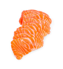 salmon fish fresh meat slice isolated on white background.