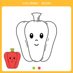 Simple educational game for kids. Cute pepper for coloring book