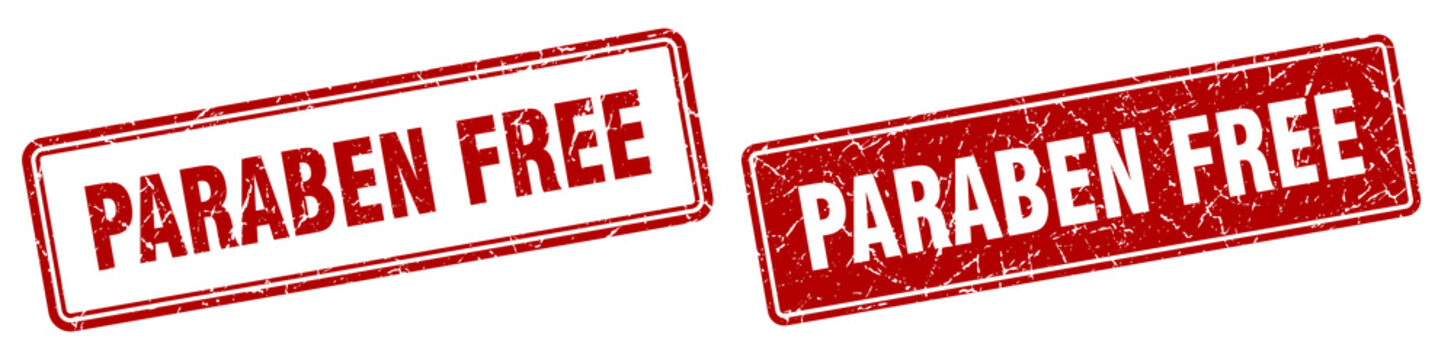 paraben free stamp set. paraben free square grunge sign