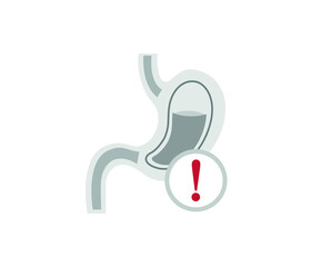View of stomach filled with human gastric juice. Vector flat style illustration.
