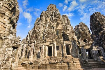 Fototapeta na wymiar 3d level terrace, Bayon Temple, Angkor Thom, Siem Reap, Cambodia, UNESCO World Heritage Site.