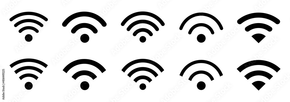 Poster wifi internet icons sign set, wifi icon collection in various shapes with rounded and sharp corners 
