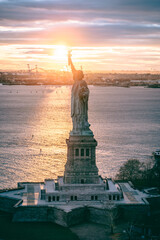 Statue of liberty at sunset