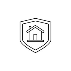 Smart home security illustration icon. Illustration of smart home technology with outline style. Vector