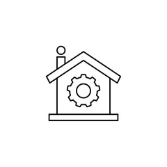 Smart home service illustration icon. Illustration of smart home technology with outline style. Vector