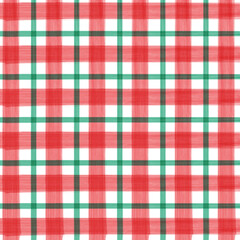 Red And Green Christmas Watercolor Checkered Pattern