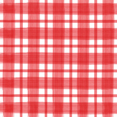 Red Christmas Watercolor Checkered Pattern